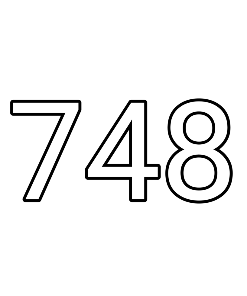 Black and white color numbers 748 png