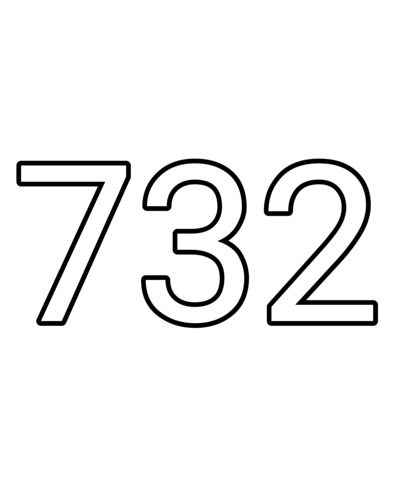 Black and white color numbers 732 png