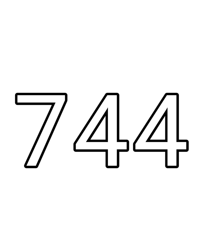 Black and white color numbers 744 png