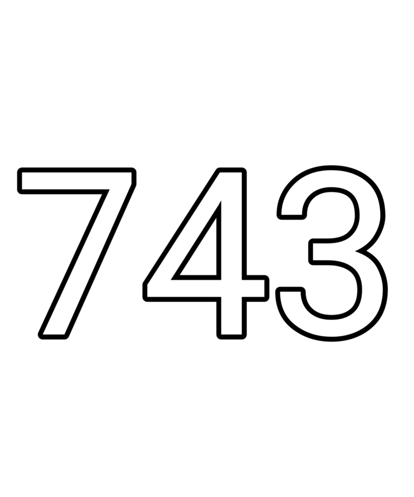 Black and white color numbers 743 png
