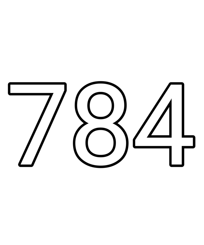 Black and white color numbers 784 png
