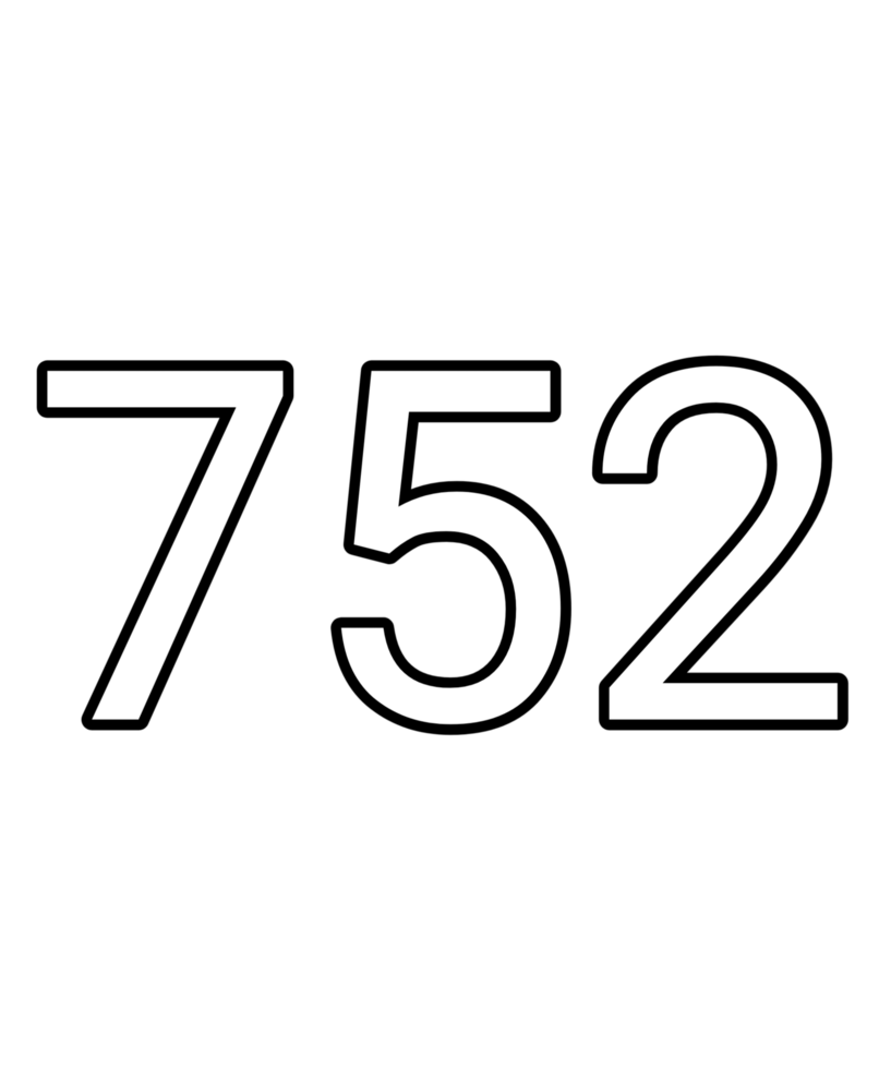 Black and white color numbers 752 png