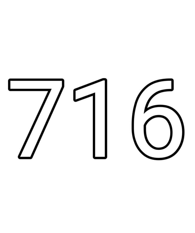 Black and white color numbers 716 png