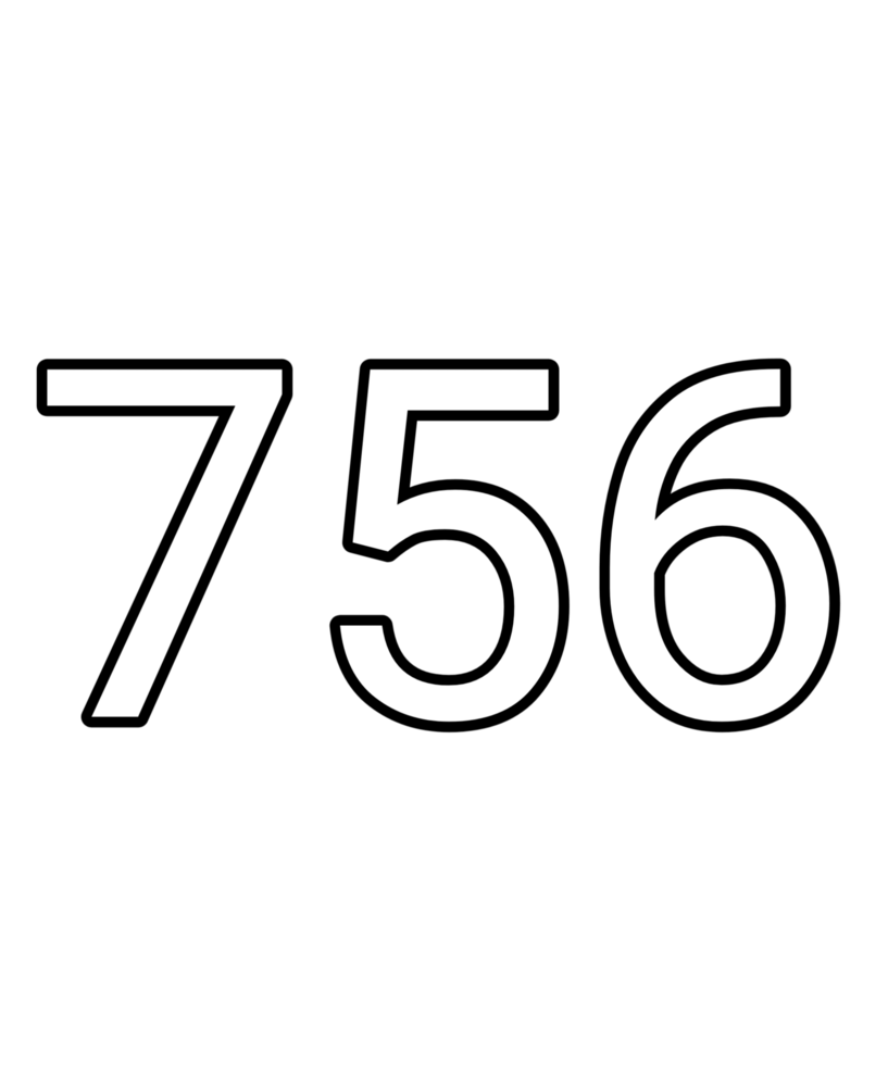Black and white color numbers 756 png