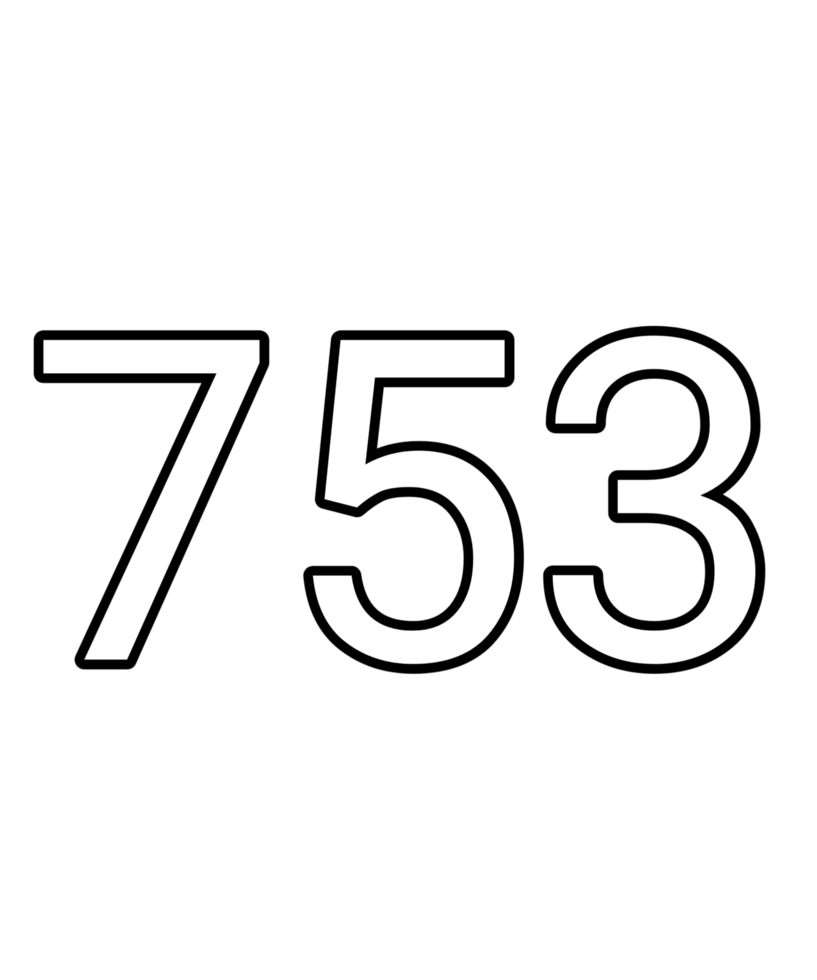 Black and white color numbers 753 png