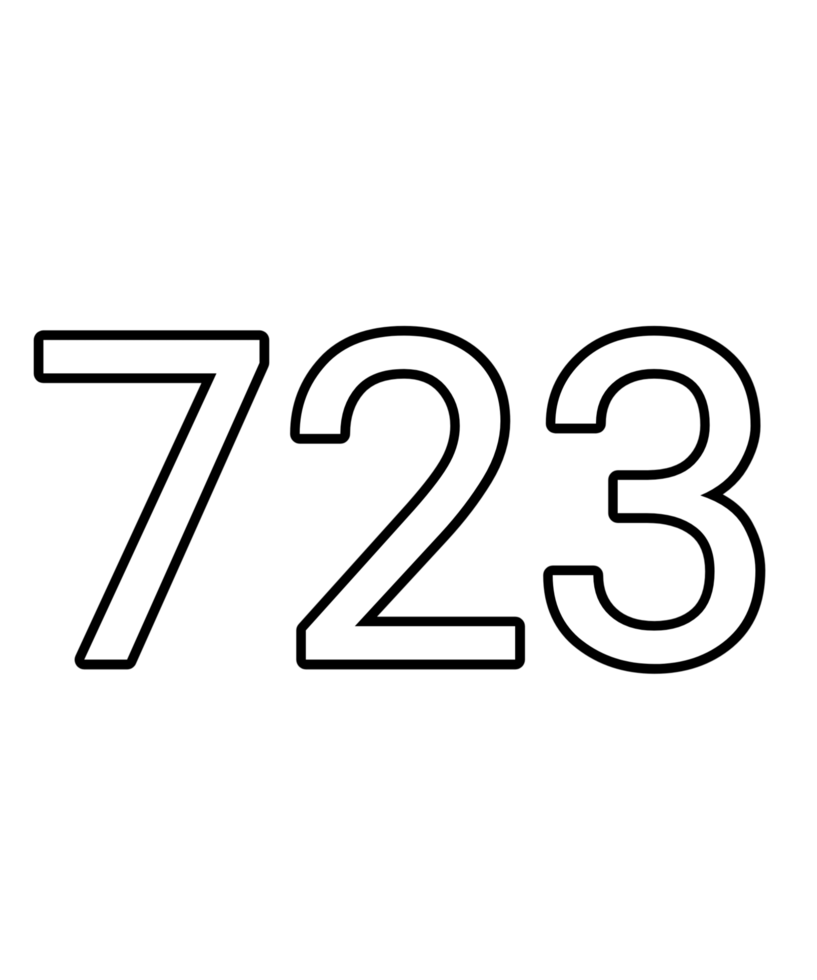 Black and white color numbers 723 png