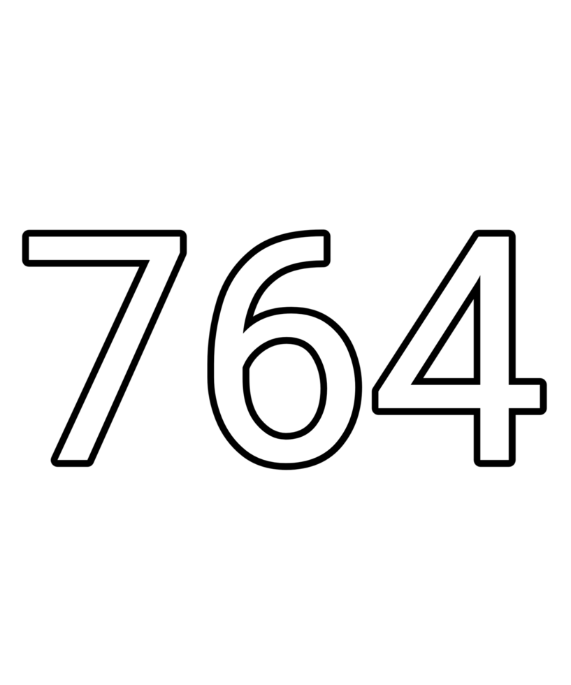 Black and white color numbers 764 png