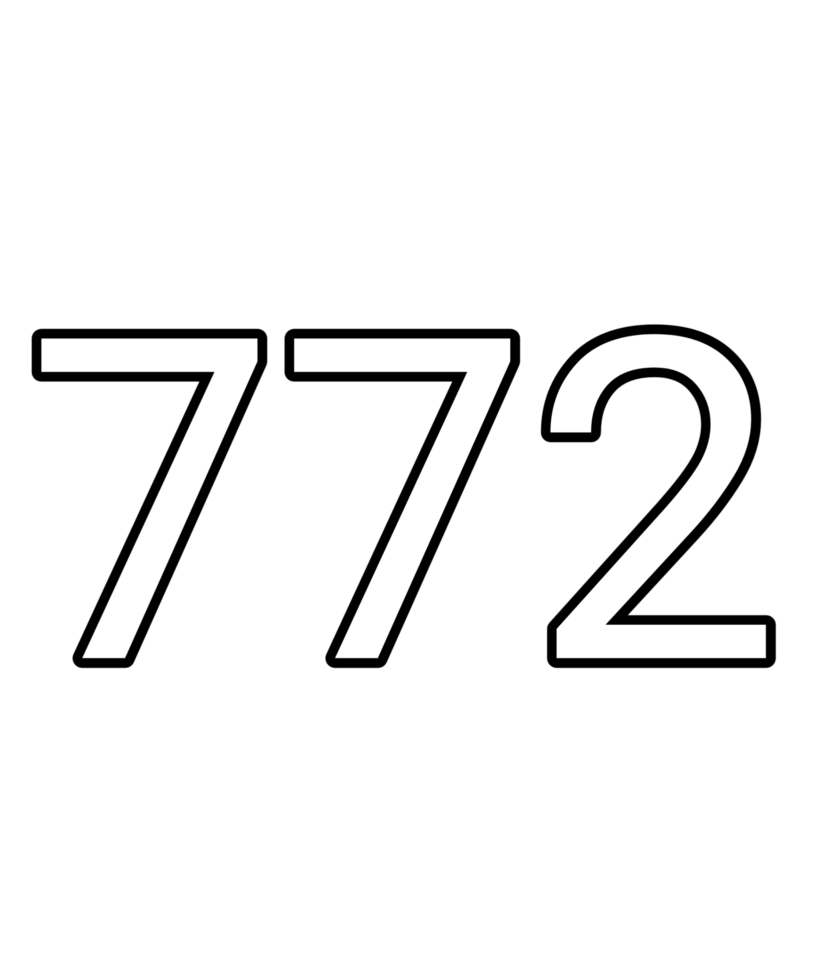 Black and white color numbers 772 png