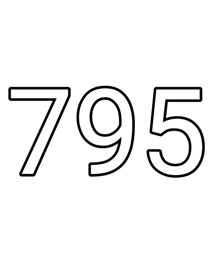 Black and white color numbers 795 png