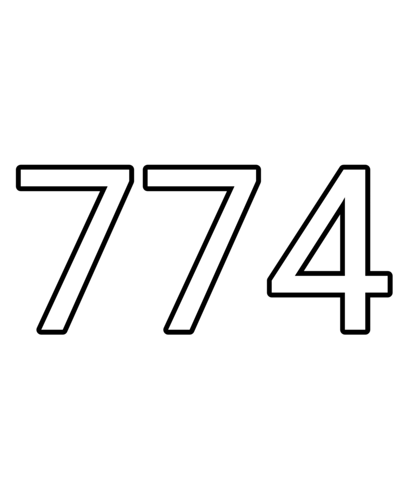 Black and white color numbers 774 png