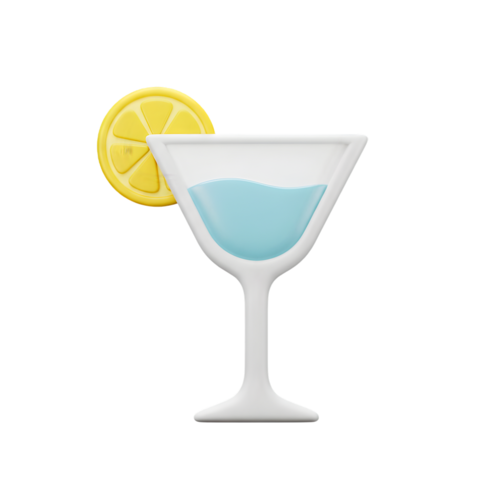 Refreshing Summer Cocktail in Martini Glass with Lemon Garnish A 3D Rendered Image png
