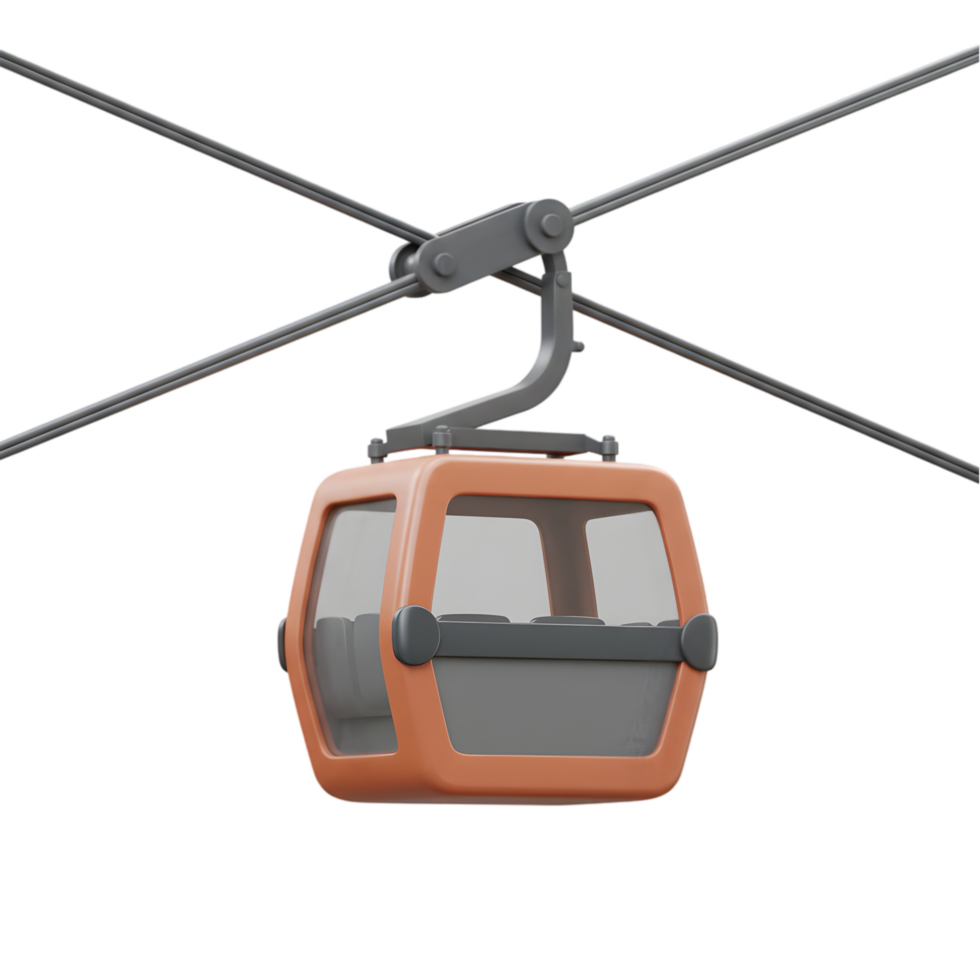 Orange Cable Car Gondola Soaring High Above Scenic Mountain Peaks png