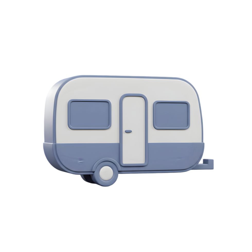 A 3D Render of a Cute Blue and White Caravan Perfect for Summer Adventures png