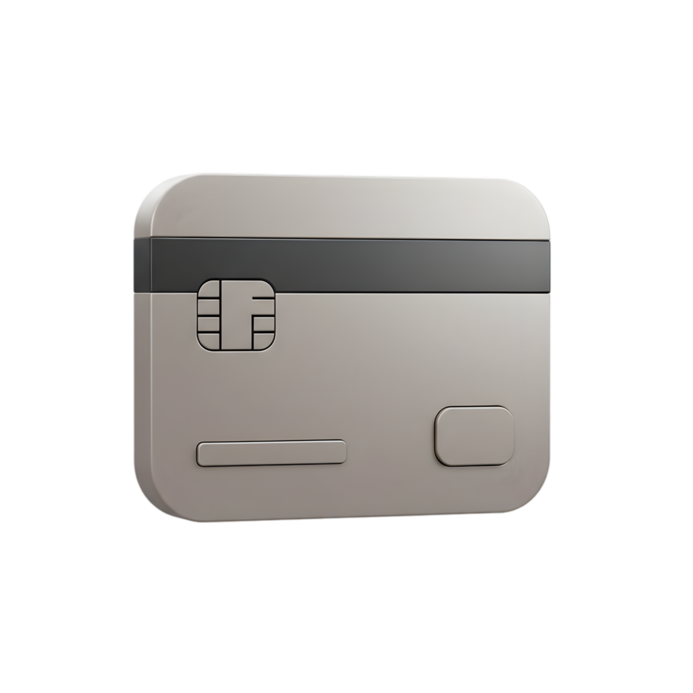 3D Render of a Modern Beige Credit Card Design, Secure Online Banking and Payment Technology png