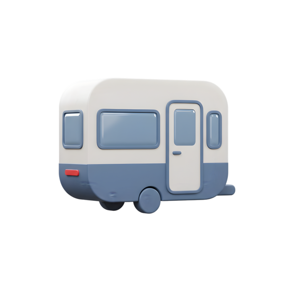 Adorable 3D Render of a Caravan Trailer Perfect for Family Adventures and Summer Escapes png