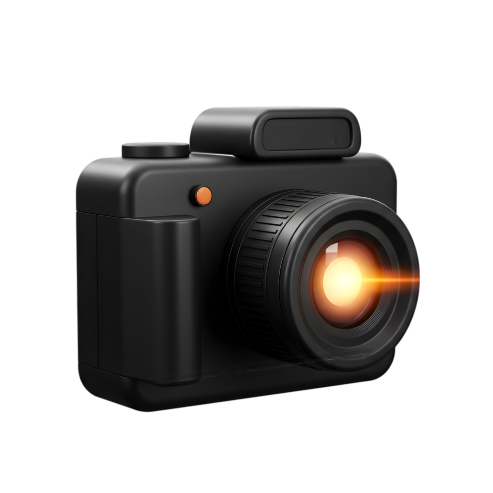 Sleek Black Camera with Glowing Lens Captures Stunning Moments Photography Equipment png