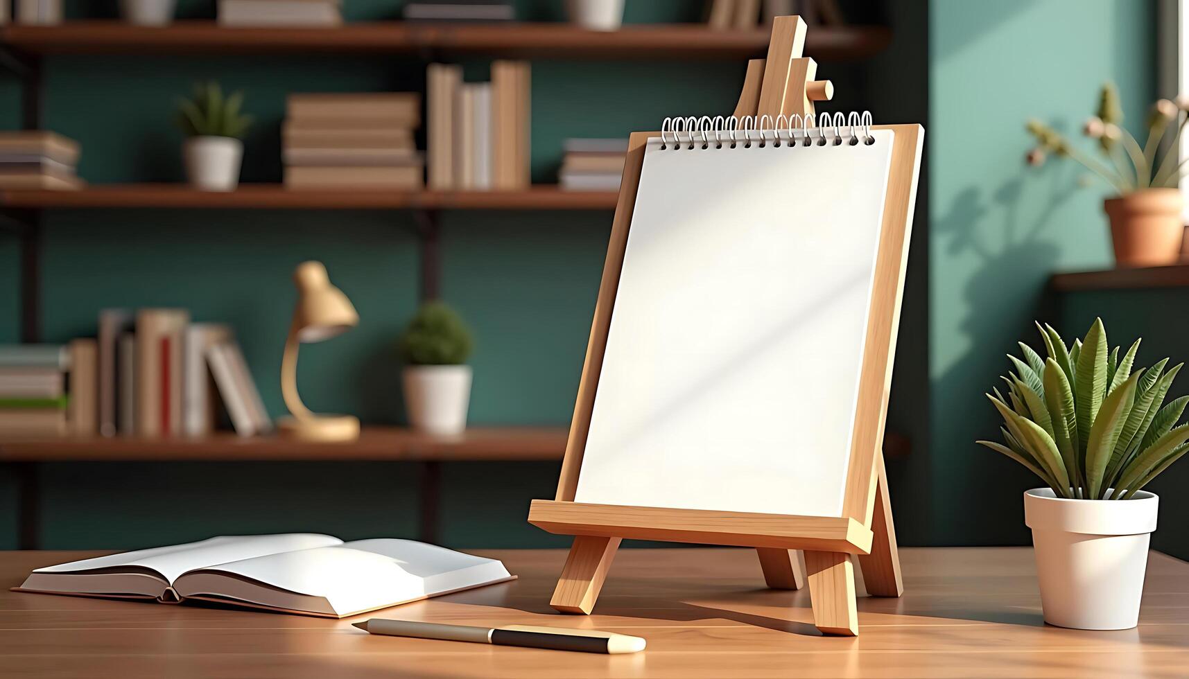 Desk calendar mockup blank on table. Blank paper desk spiral calendar. business planning and corporate design concept. calendar mockup photo
