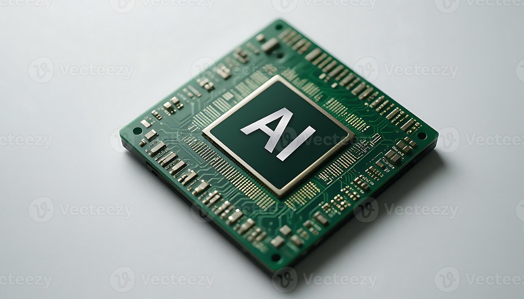 Futuristic AI chip on white background. cpu. artificial intelligence chip, AI Technology, AI Hardware, machine learning. advanced computing technology. photo