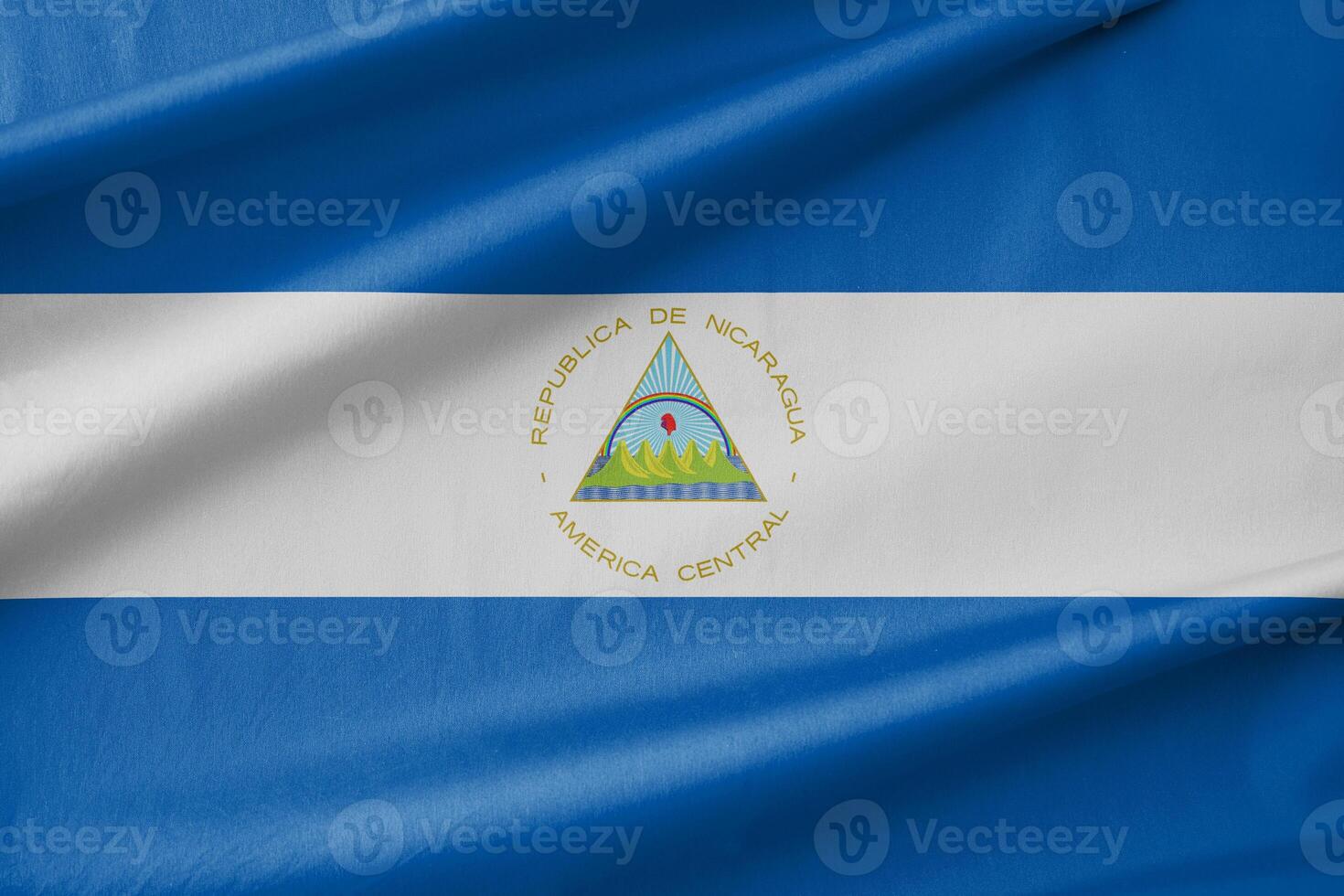 Nicaragua National Flag Waving in the Wind photo
