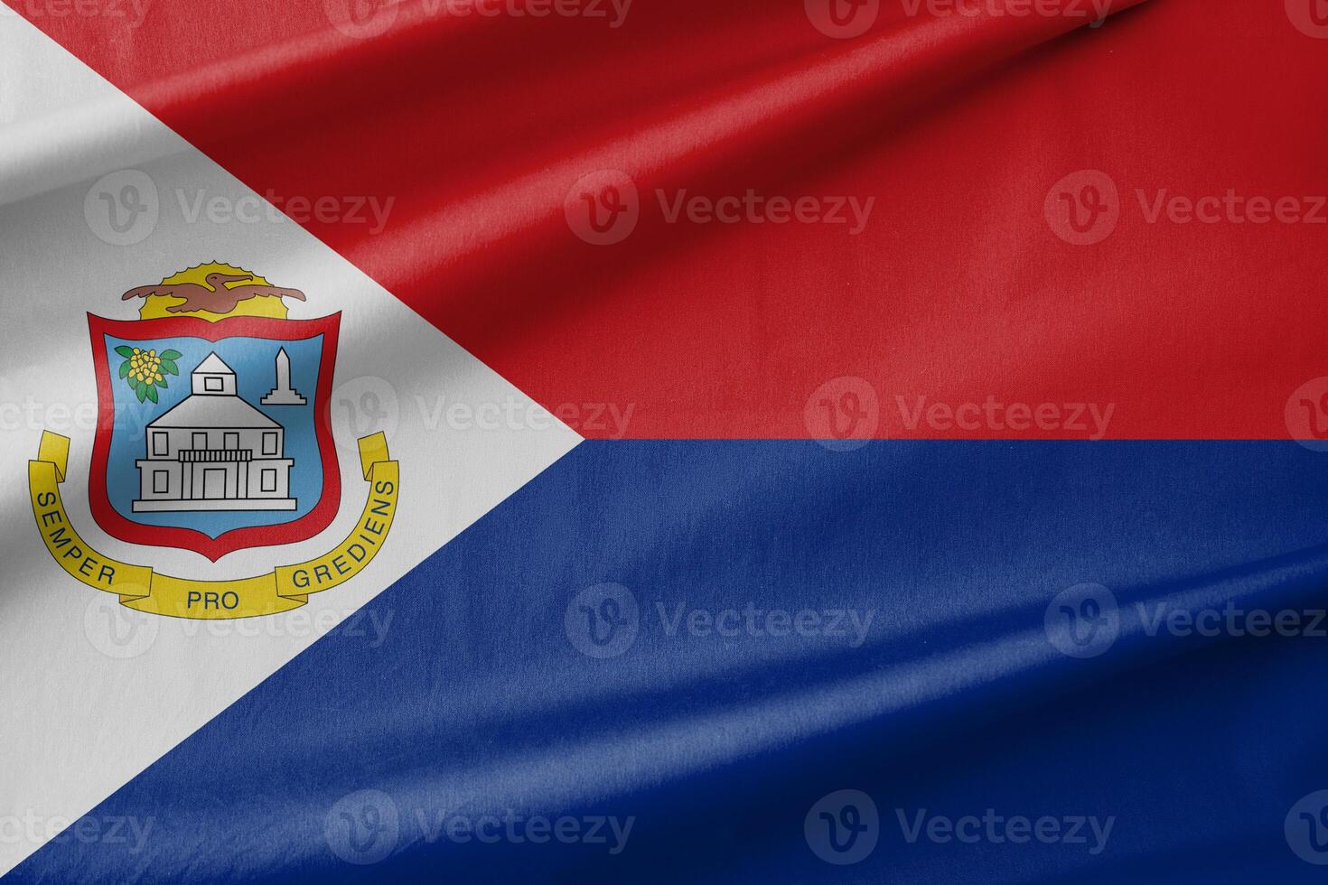 Sint Maarten National Flag Waving in the Wind photo