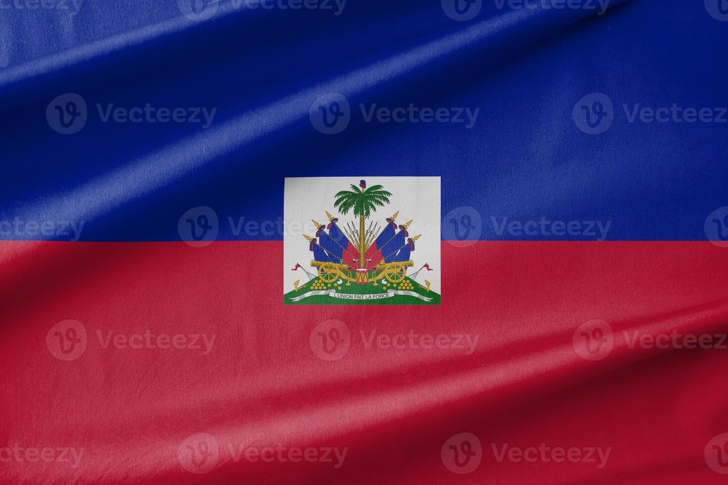 Haiti National Flag Waving in the Wind photo