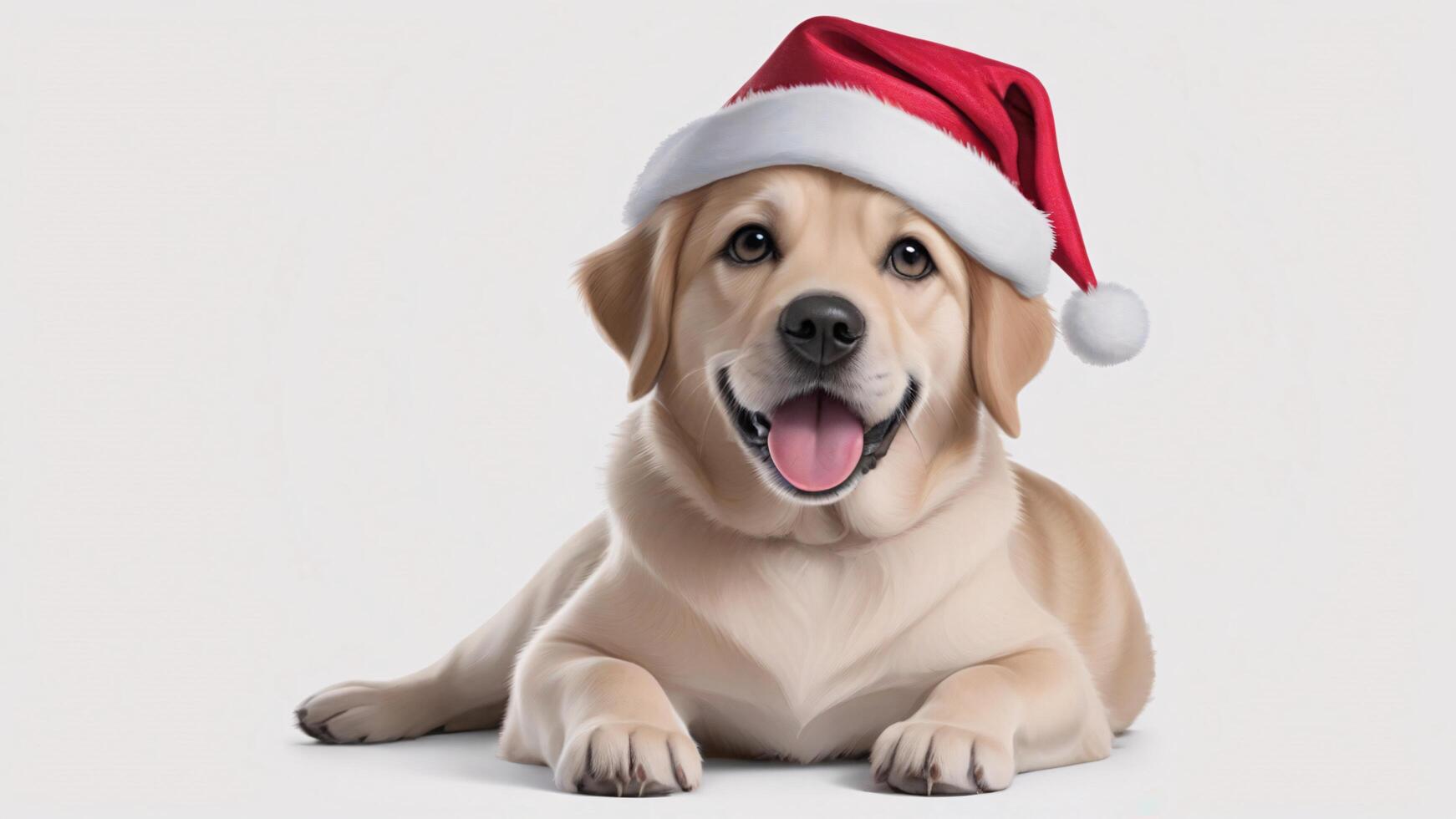 Adorable Labrador Puppy in a Festive Santa Hat photo