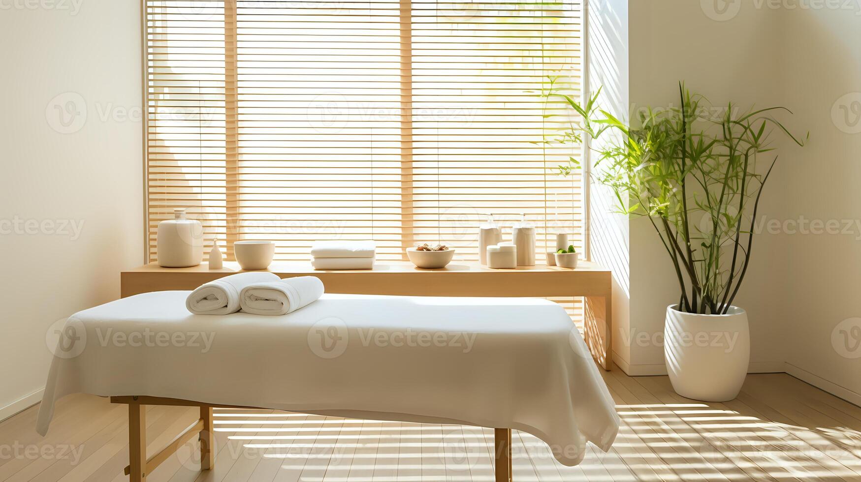 The message is about a spa treatment room The room is decorated photo