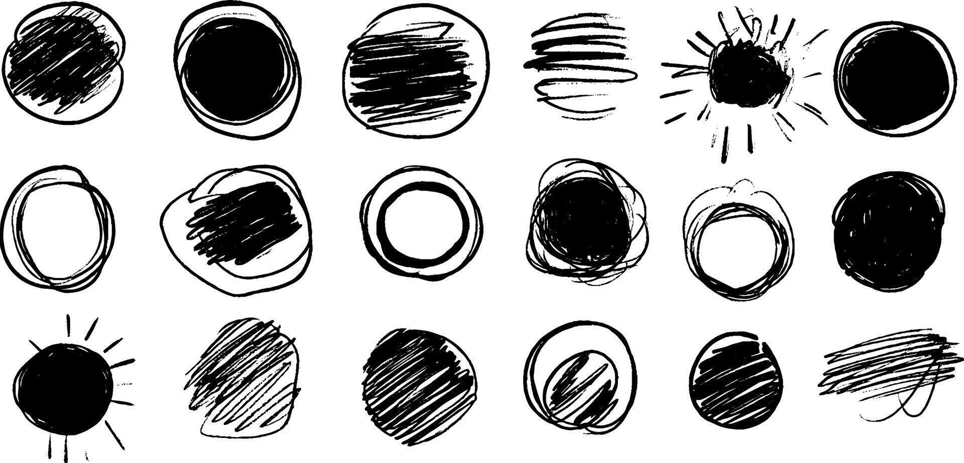 Hand-Drawn Black Circles and Shapes Collection vector