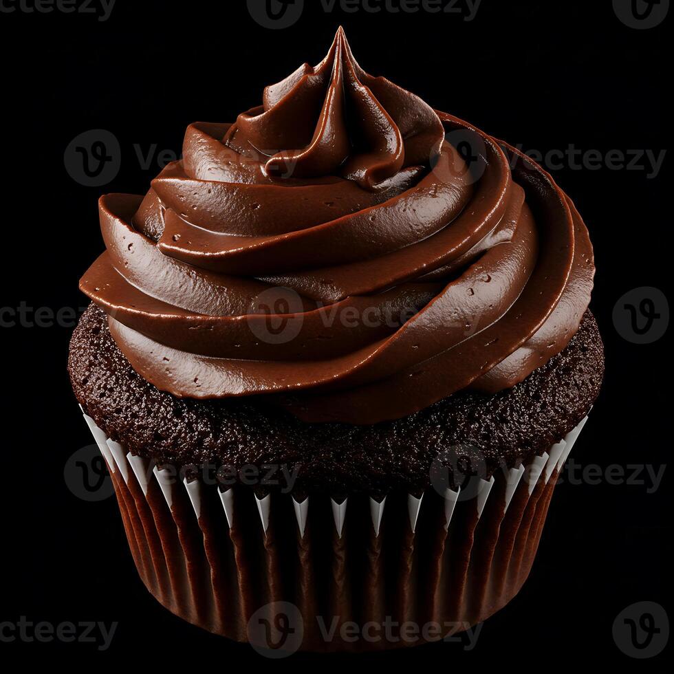 Decadent Chocolate Cupcake with Swirled Frosting photo