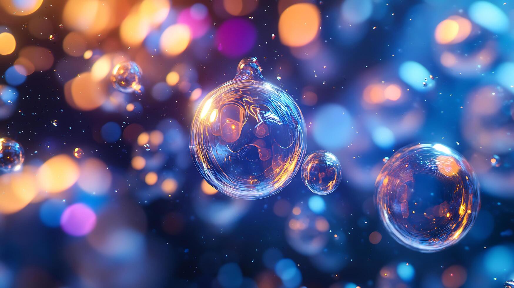 Captivating spheres suspend in a space bathed with a symphony of light casting a spellbinding display of cosmic wonder photo