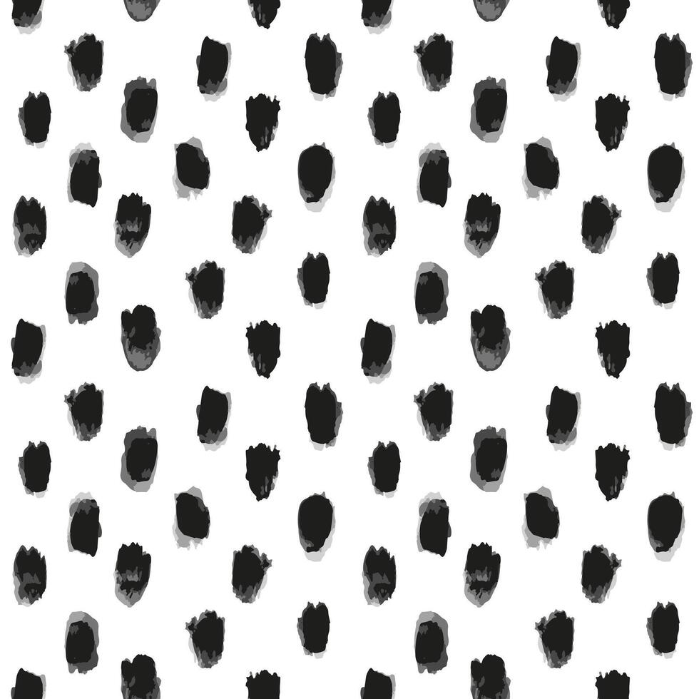 Watercolor seamless pattern of animal skin with black paint spots. vector