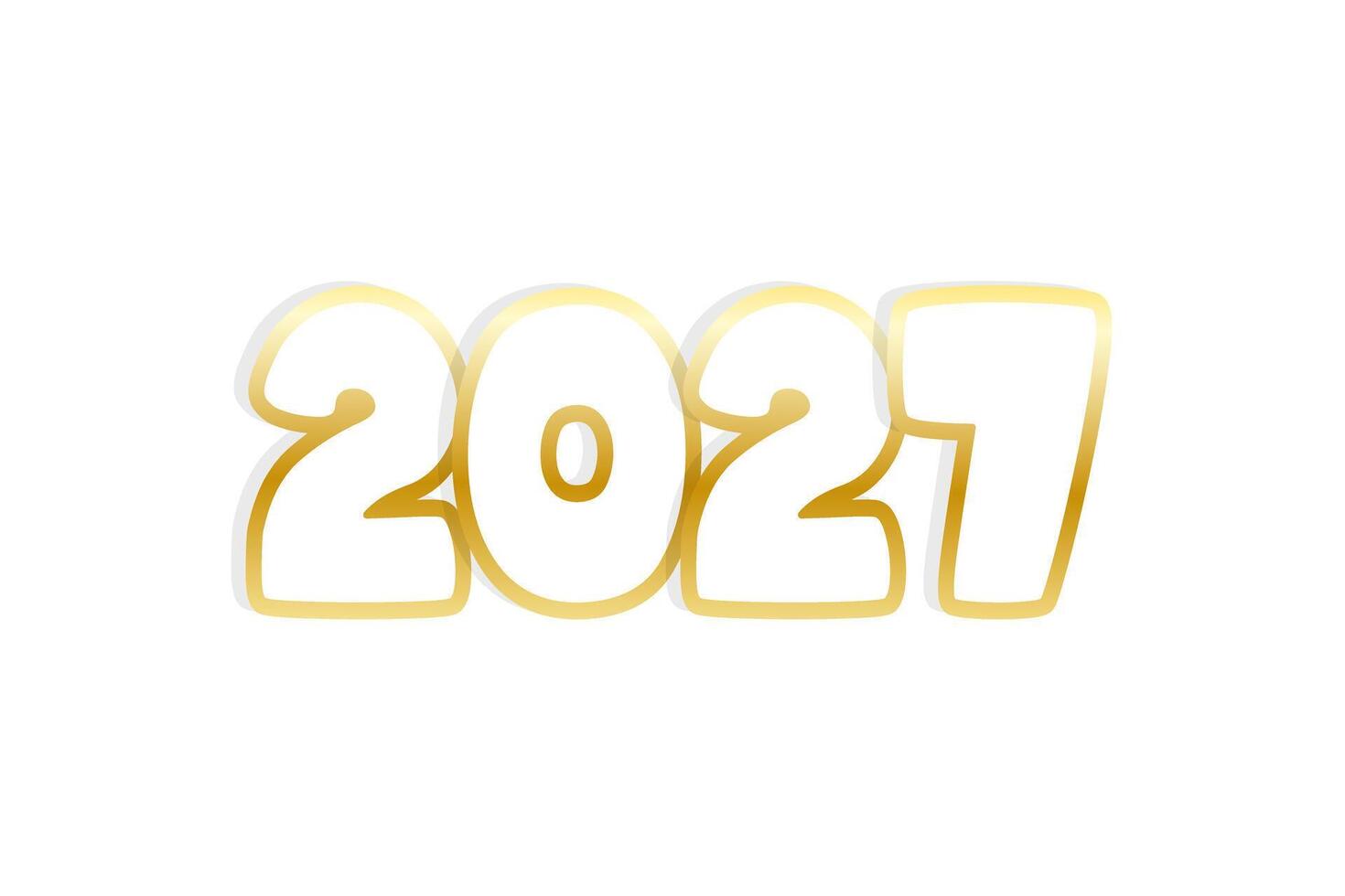 2027 year sticker gold contour, numbers isolated on white background. Design element. vector