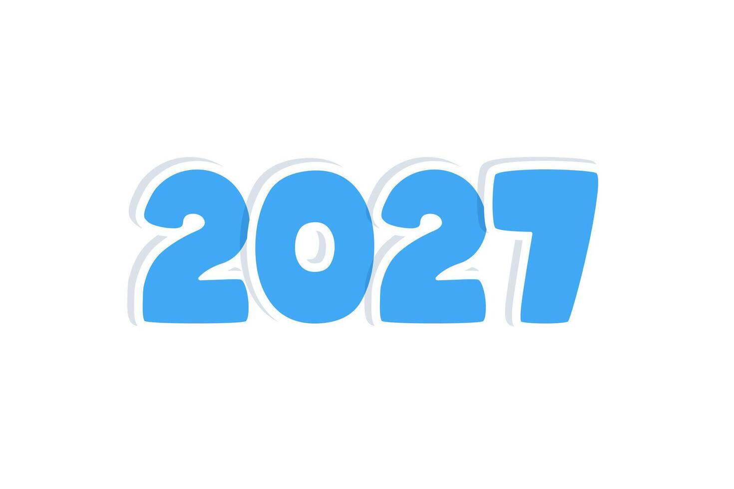 2027 year sticker blue, numbers isolated on white background. Design element. vector