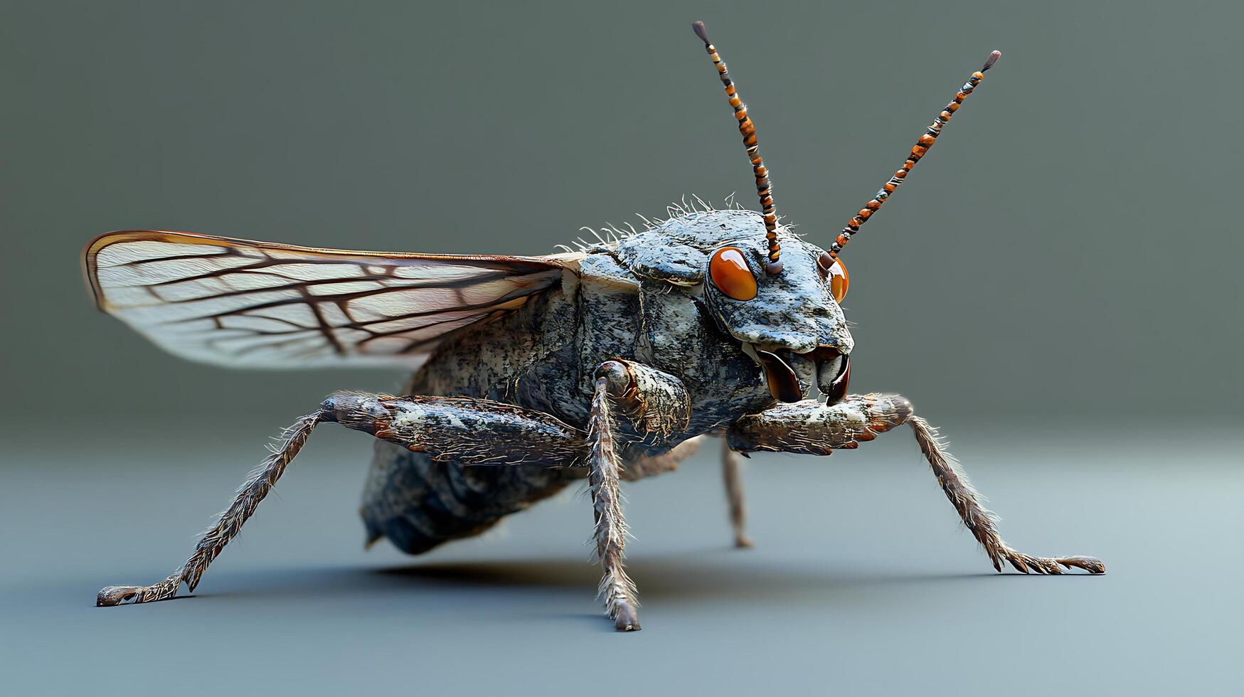 Detailed study of a uniquely patterned insect reveals intricate structures showcasing nature's remarkable design and texture photo