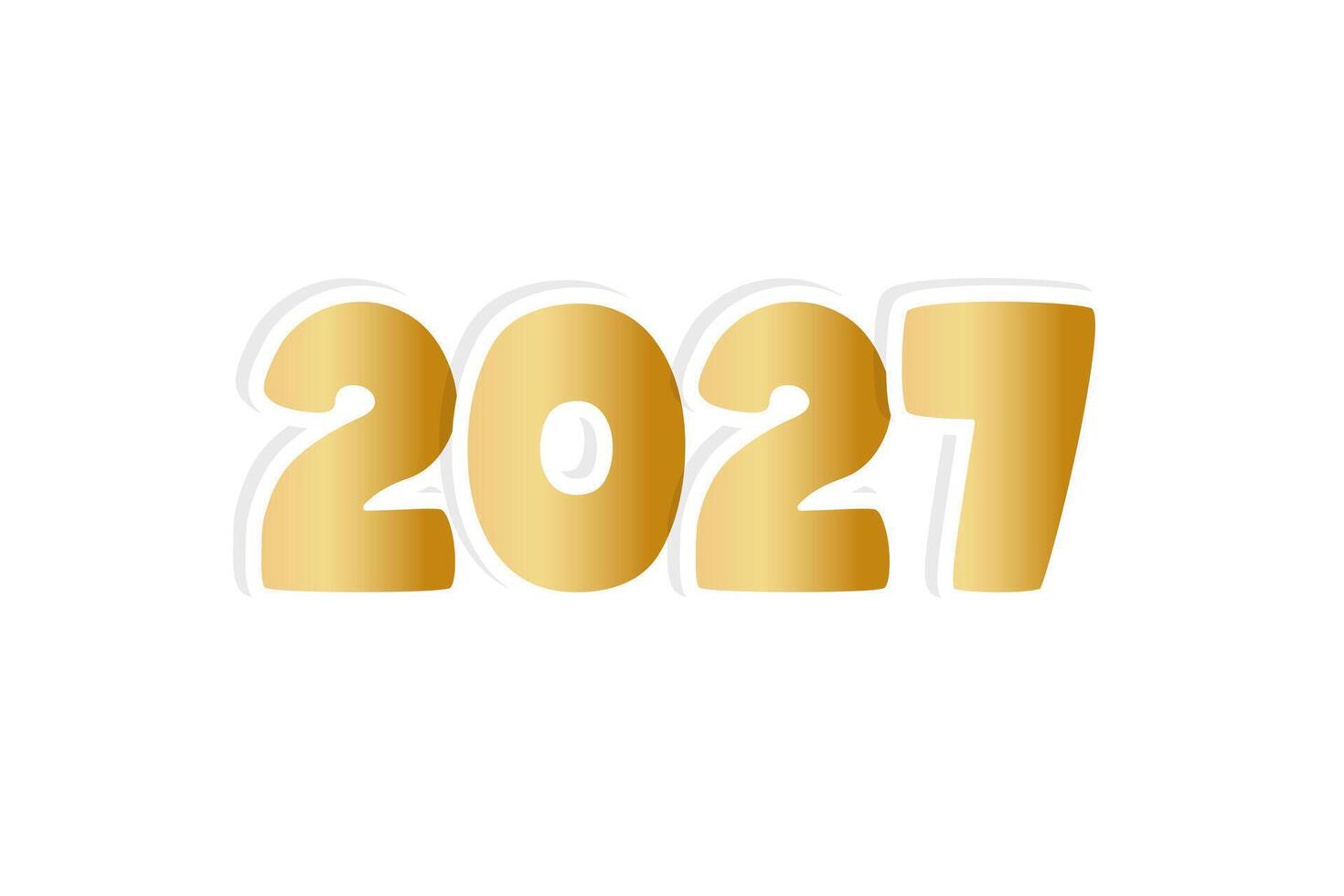 2027 year sticker gold, numbers isolated on white background. Design element. vector