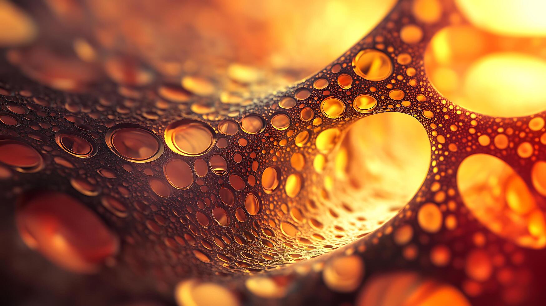 Golden sphere array A mesmerizing close-up of interconnected golden spheres creating a captivating abstract background photo