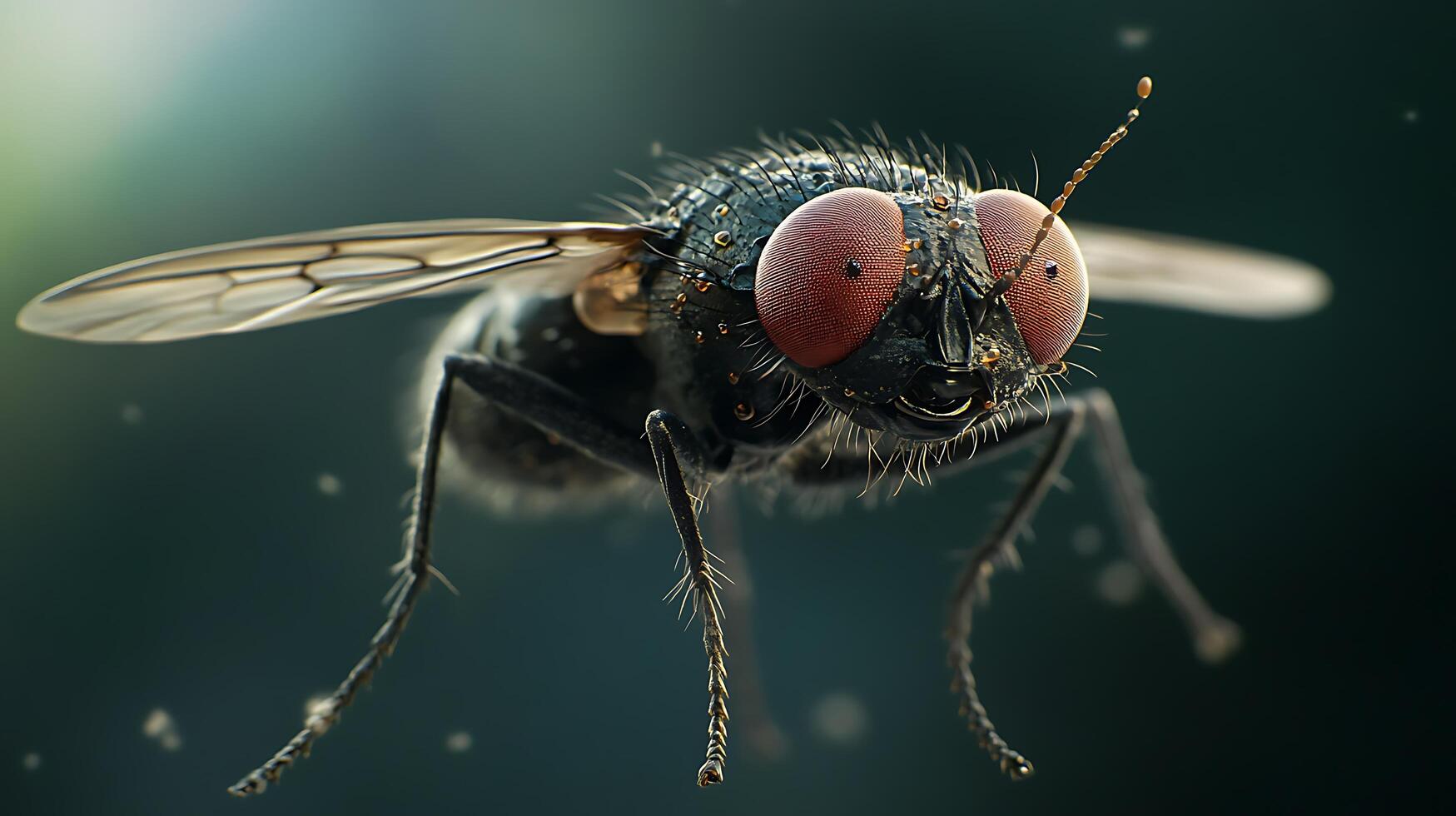 A detailed close-up of a fly shows its intricate features highlighting the complexity of even the smallest insects photo