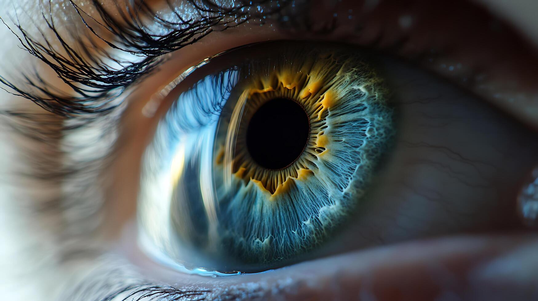 A detailed close-up of a human eye reveals intricate patterns and textures showcasing the beauty and complexity of sight photo