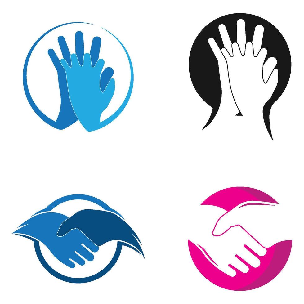 set Hand Shake logo template design vector