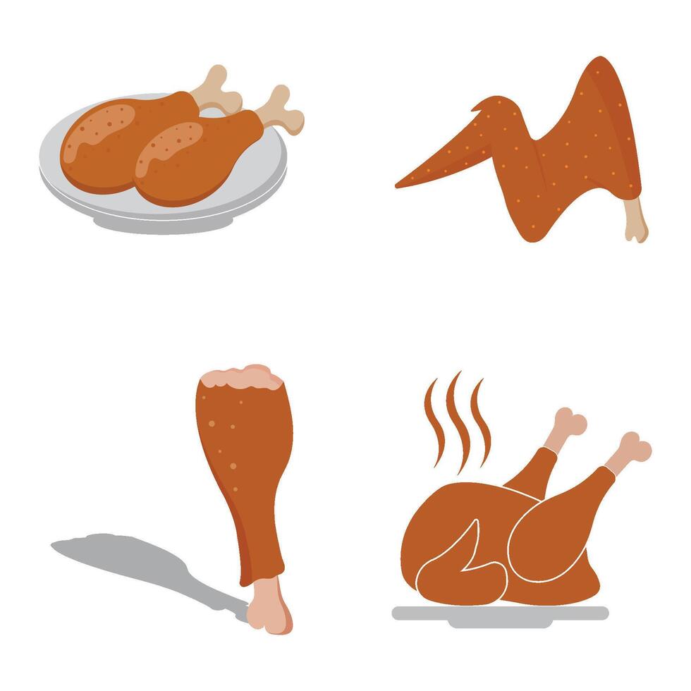 set Fried chicken illustration design vector