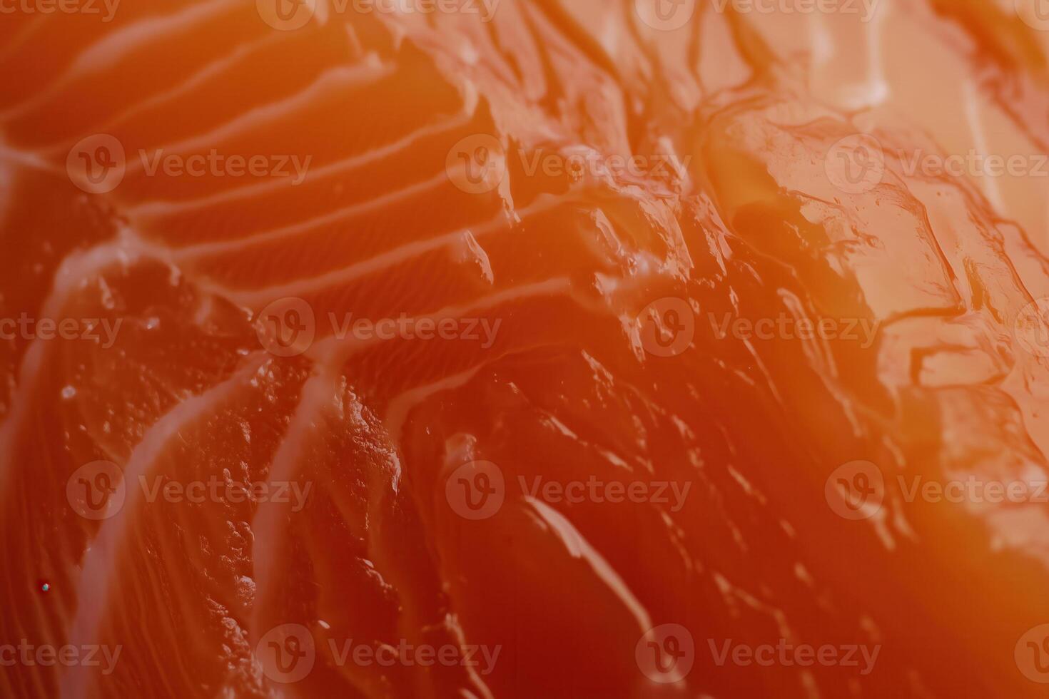 Close-up of fresh raw salmon fillet displaying its vibrant color and natural marbling. photo