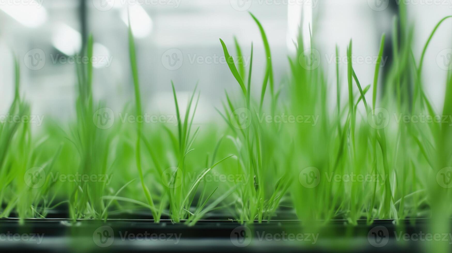 Healthy green seedlings emerging from a tray, showcasing the promise of new life and growth. photo