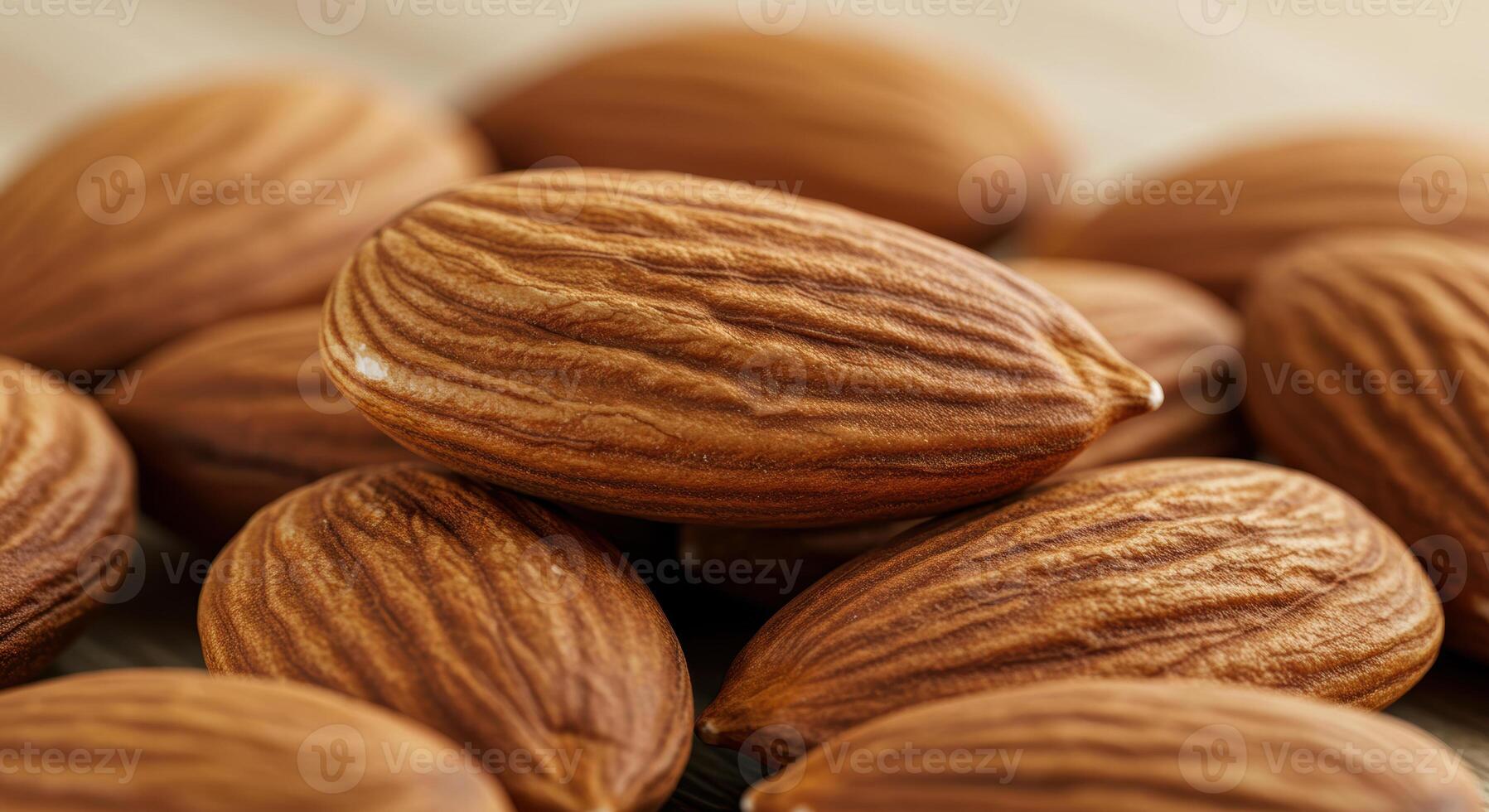 A beautiful close-up reveals the intricate textures and warm hues of a cluster of almonds. photo
