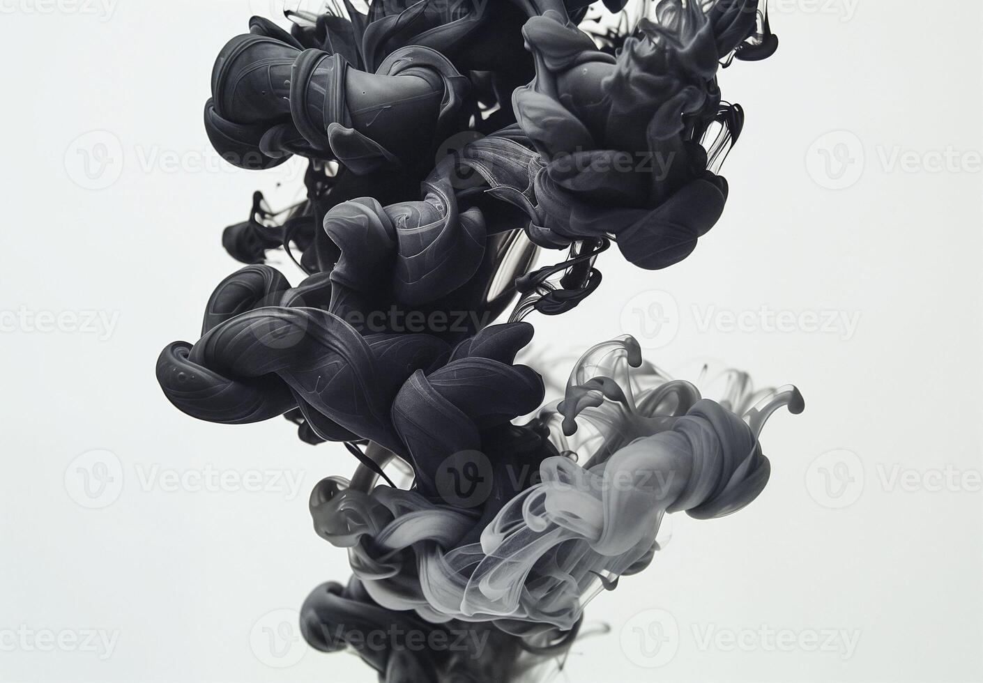 Abstract smoke formation with swirling dark and light hues on a white background photo