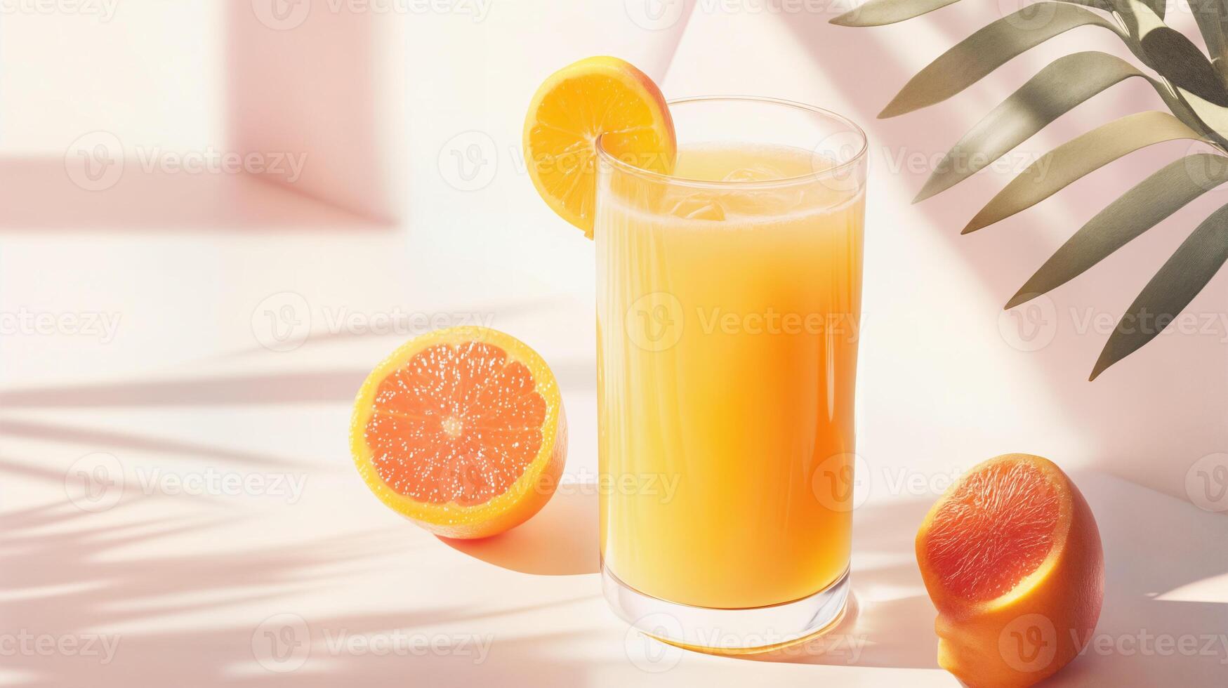 Refreshing Citrus Drink with Slices of Orange and Bright Tropical Vibes photo