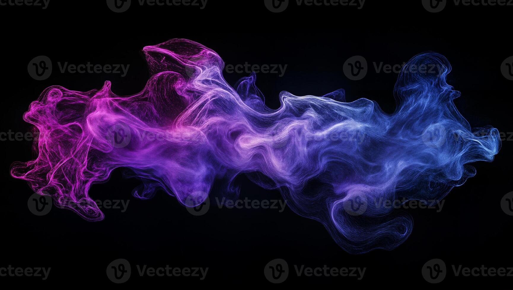 Abstract Swirling Smoke in Vibrant Purple and Blue on Black Background photo