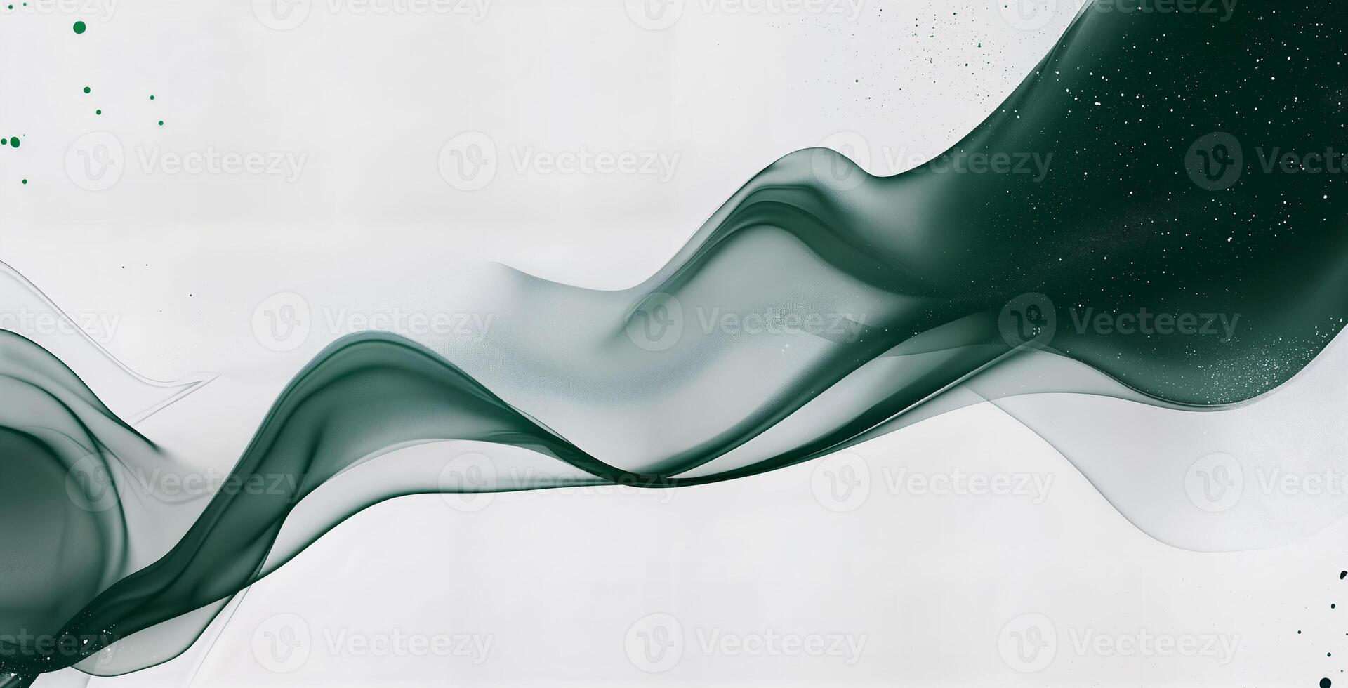 Elegant green waves flowing across a soft white background photo