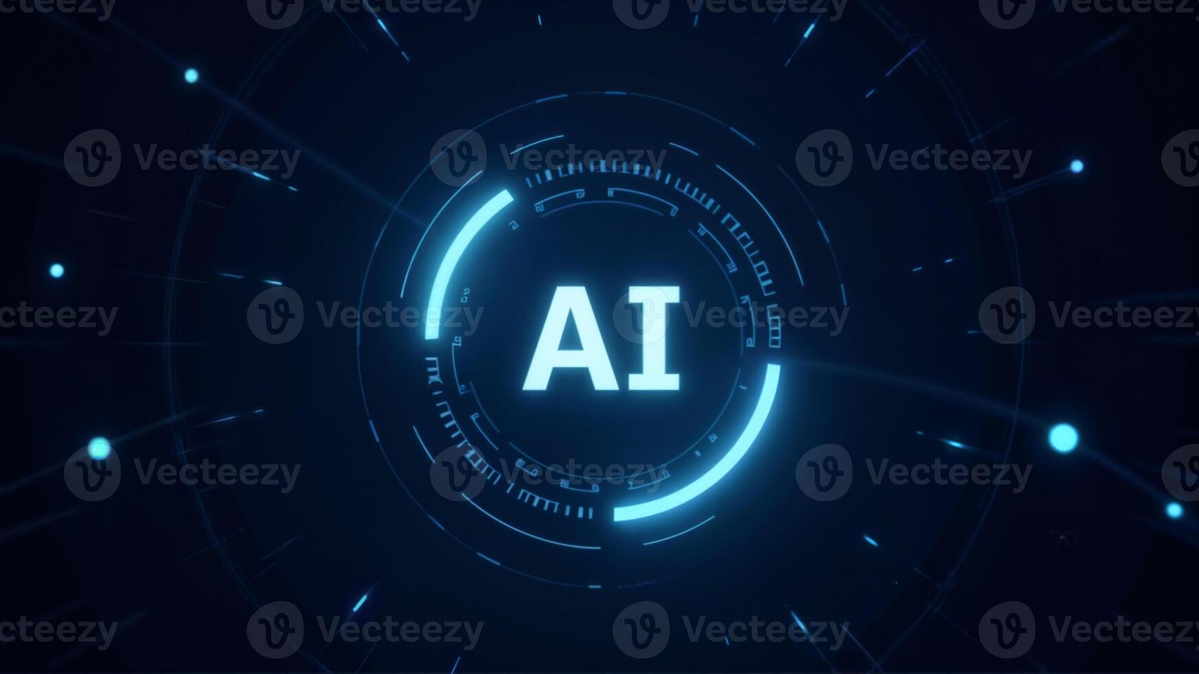 Futuristic AI Concept with Circular Elements and Glowing Effects photo
