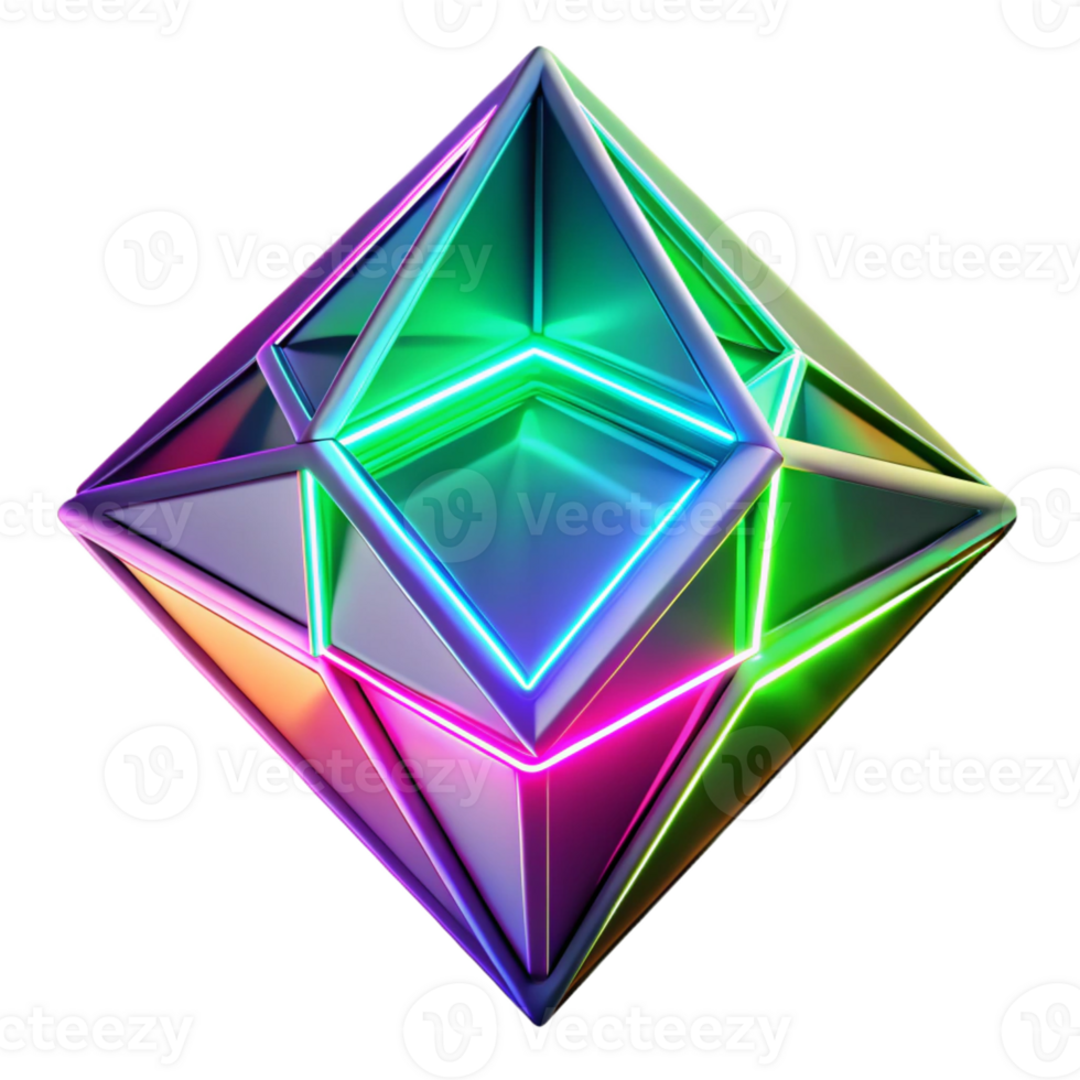 magnificent vintage Fractured geometric shapes in vibrant neon pink, electric blue, and lime green, with sharp, defined edges, lit by a pulsating strobe light. Style cyberpunk, futuristic 4K png