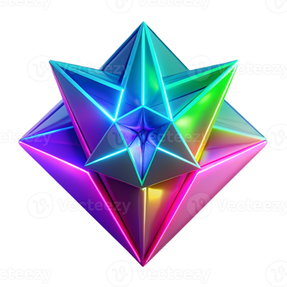 stunning artistic Fractured geometric shapes in vibrant neon pink, electric blue, and lime green, with sharp, defined edges, lit by a pulsating strobe light. Style cyberpunk, futuristic detailed png